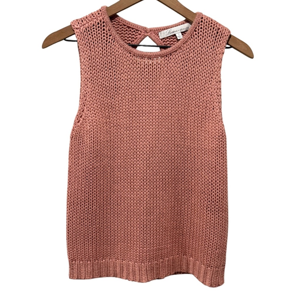 Lovers and Friends Revolve Knit Open Back Tank Top Women Sz S Pink Preppy Boho